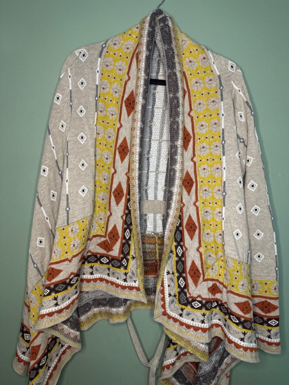 Freeway Aztec Western Cardigan Size L Oversized Open 100% Cotton Boho festival